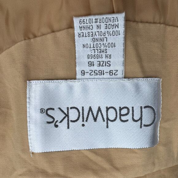 Chadwicks 16 Tan Trench Coat Double Breasted Puffer Sleeve TieBelt Cotton Jacket - Picture 11 of 12